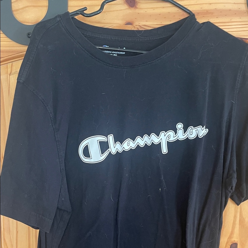 Champion Black Tee with Logo